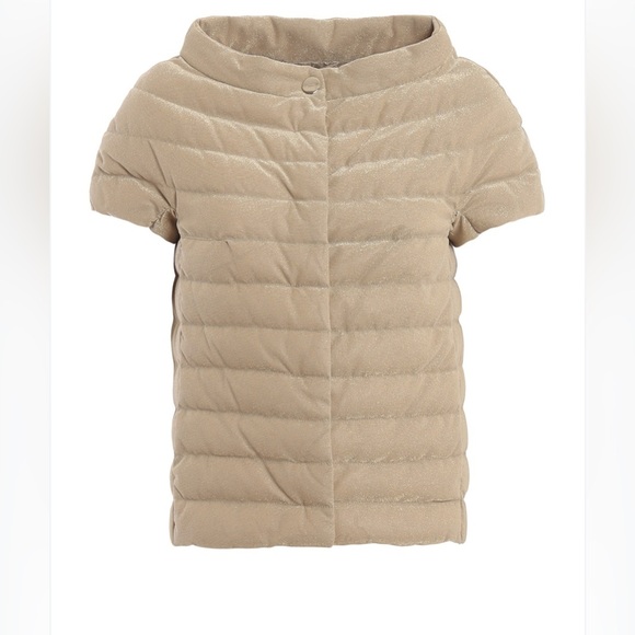 HERNO Gold-tone lurex short sleeve puffer jacket 42 - Picture 3 of 17